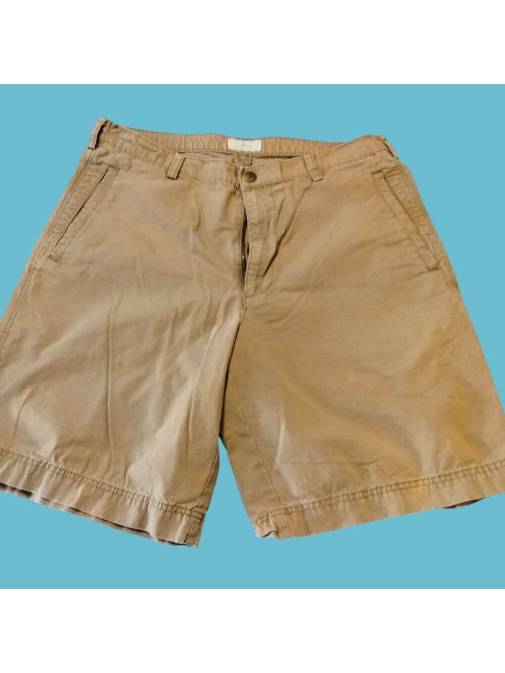 Dockers Mens Khaki Flat Front Shorts W34 100% Cotton Casual Wear